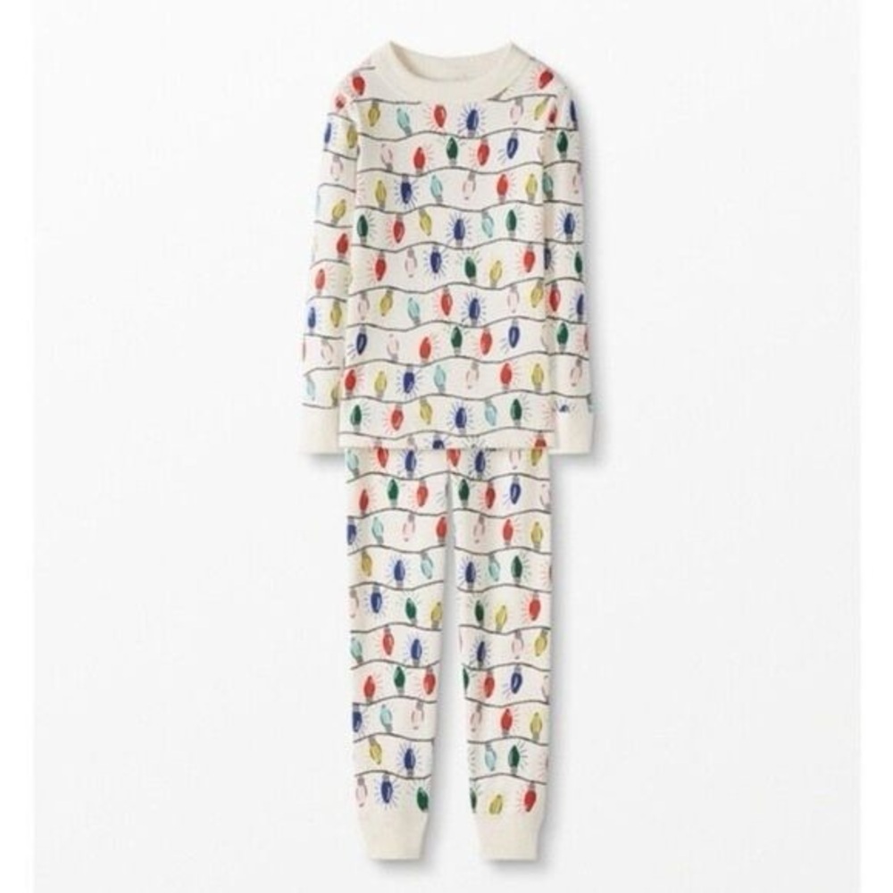 Hanna Andersson Christmas Holiday Lights Long John Pajama Set Multicolor
